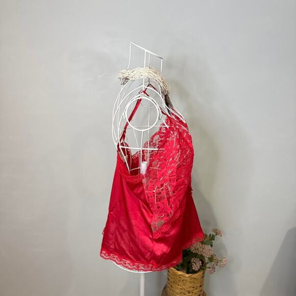 Vintage silky babydoll red lace slip cami top - Picture 5 of 8
